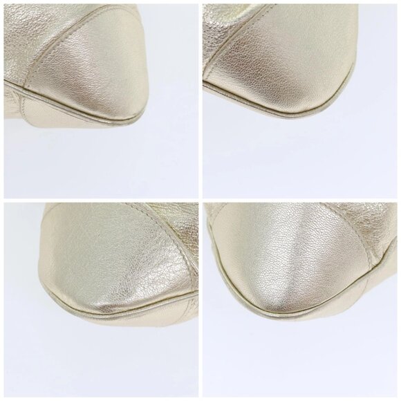 Salvatore Ferragamo Gancini Hand Bag Leather Gold Tone Gold - Picture 16 of 16